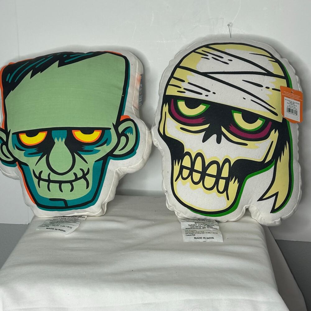 Hyde & Eek Glow in Dark Frankenstein Mummy Pillow Set NWT Halloween